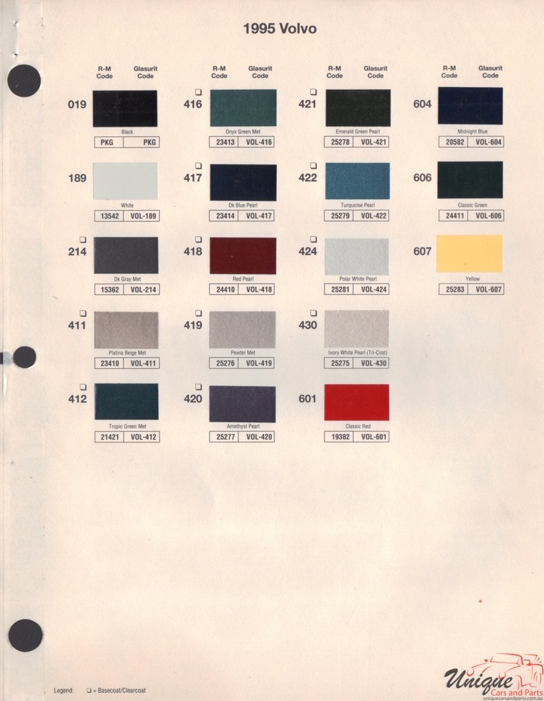 1995 Volvo Paint Charts RM 1